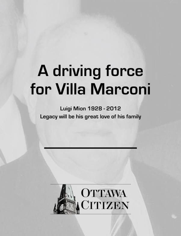 Ottawa Citizen – Builder was driving force for Villa Marconi